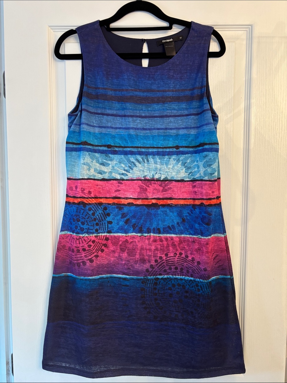Desigual Sleeveless Blue & Pink Striped Mini Dress - Picture 2 of 5